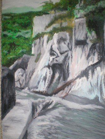 東洋のナイアガラを見守る般若岩/ 風景画